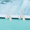 Pingente Simples de Bola em Prata de Lei S925 Banhado a Prata Cordão de Couro Pingente de Cauda Material para Pulseira Colar DIY Acessório de Joia de Prata