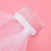 Velo blanco con estampado de cinta dorada diadema para novia futura correa para el hombro cinturón de etiqueta aro para el pelo de aleación juego de tres piezas