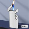 Encendedor creativo a prueba de viento de doble llama depósito de gas transparente metal llama abierta recta regalo publicidad promoción letras moxibustión