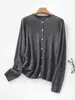 Cardigan de peça única de veludo com gola semi-redonda para mulheres, acabamento sem costura, luxo leve, fluido, casaco de tricô de caimento solto para o início do outono