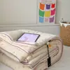 Colcha de punto estilo INS con diseño de nube de dibujos animados para primavera y otoño, colcha de invierno suave y cálida con borde enrollado, lavable a máquina, adecuada para uso en dormitorio