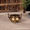 Incensário Xuan De de Três Pernas com Orelhas, Feito de Cobre Puro, Pequeno Incensário para Oferenda e Queima de Incenso, Incensário Doméstico para Interior, Réplica Antiga Estilo Suzhou
