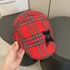 Gorra Plaid Hecha a Mano con Lazo para Mujer, Nuevo Estilo de Verano, Boina Usada al Revés, Gorra Newsboy que Adelgaza el Rostro para Primavera y Otoño