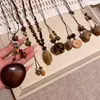 Nova Corrente de Suéter com Pingente de Bolota em Corda de Cera Longa Estilo Boêmio Chinês Novo Design Zen Chinês Acessórios