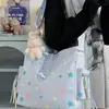 Bolso Mensajero de Clase de Gran Capacidad para Estudiante Chica Femenino Lindo Transparente Bolsa para Dolor Lunares Versátil Bolso de Hombro Tote