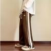 Pantalones deportivos de pana a rayas americanos para hombre, otoño e invierno, pantalones de estudiante de secundaria para hombre, pantalones casuales holgados rectos de pierna ancha