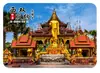Ímãs de Geladeira de Vidro com Paisagens de Xishuangbanna Templo Budista Geral Buda Dourado Palácio Estilo Dai Decorações Magnéticas Culturais e Criativas de Memória