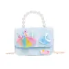 Bolso de moda para niños, elegante bolso pequeño de cadena estilo Chanel, bolso de mano de perlas de princesa, bolso de hombro de muñeca lindo y moderno