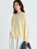 Hong Kong y American Apparel/Tecnología de Vellón Lavable con Textura Similar a la Nube Suéter Minimalista Holgado de Lana Cachemira con Cuello Redondo para Mujer