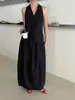 Saia Longa de Designer Wanwei para Mulheres 2026 Primavera Novo Estilo Fenda nas Costas Cintura Elástica Saia Floral Meia-Saia P5325-1