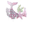 Decoración de pastel tema marino decoración genial tarjeta insertable de verano cola de sirena brillante decoración genial inserción de tarjeta