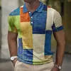 Estación independiente transfronteriza europea y americana patrón digital 3D para hombre cuello de solapa manga corta casual tendencia superventas POLO jersey