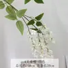 Flor Artificial Morada de Glicinia de 4 Pétalos Colgante de Ducha Dorada Accesorios de Boda Escenario de Ventana de Hotel Decoración de Área Escénica de Espacio Comercial Flor Falsa
