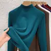 Camiseta Térmica de Invierno Nueva Estilo Lyocell Tencel Polar Ultracálido Cuello Medio para Mujer, Top Térmico Elegante con Forro Polar y Engrosado