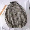 Camisa a cuadros estilo Hong Kong de primavera y otoño para hombre, camisa de moda de estilo coreano de manga larga, camisa informal fina que combina con todo, chaqueta