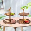 Bandeja de Madeira Galho de Árvore Camada Dupla Bandeja de Frutas Lanches Bandeja de Lanches Adereços Decoração Bandeja de Madeira Bandeja de Mesa