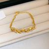 Pulsera Europea y Americana de Hoja de Trigo Dorada con Incrustaciones de Diamantes Diseño Nicho Personalizado Pulsera Combinable Pulsera de Lujo Ligero de Alta Gama para Mujer