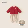 Conjunto de Roupa de Inverno para Meninas Fofo Algodão Pelúcia Calça Jogger Moletom Conjunto de Duas Peças Infantil Roupa para Meninos