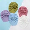 Gorro de punto liso para bebé transfronterizo con doble lazo, Gorro para bebé estilo indio, Gorro suave de algodón acanalado para bebé, Estilo Ins