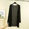 Cardigã Modal de Comprimento Médio 2024 Primavera e Verão Camisa para Ar Condicionado Lenço Cobre-bumbum Camisa Protetora Solar Casaco Fino de Praia para Mulheres