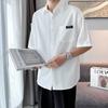 Camisa perezosa de manga corta para hombre verano estilo coreano camisa de moda estilo Hong Kong estilo japonés holgada talla grande manga media abrigo para hombre