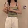 Camisole de malha listrada transfronteiriça para usar por cima ou por baixo 2023 novo design senso de nicho doce todas as combinações top