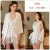 Robe Noturno Sexy com Cintura Marcada, Veludo, Bolinhas, Renda em Malha, Costura, Estampa de Laço, Roupa Externa Feminina 6469