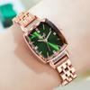 GEDI2021 - Reloj de cuarzo para mujer, estilo coreano, informal, con diamantes, resistente al agua, con correa de acero en oro rosa