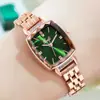GEDI2021 Nuevo Reloj de Acero Color Oro Rosa para Mujer Estilo Coreano Moda Casual con Pedrería Resistente al Agua Cuarzo Reloj para Dama