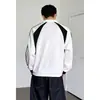 Sudadera de Otoño de Moda Estilo Hong Kong Fresca Versátil Cuello Rebatible, Camiseta de Bloques de Color de Moda Única Holgada Cómoda para Hombres Jóvenes
