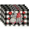 Nuevo mantel individual de lino estampado para el Día de San Valentín Amazon transfronterizo amor festivo restaurante occidental aislamiento térmico antiadherente mantel de mesa