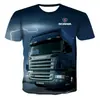 Nova camiseta masculina de verão com estampa de caminhão, casual, manga curta, importação, popular, impressão digital 3D, gola redonda, atacado