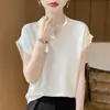 Camisa chique de nicho estilo francês de manga curta para mulheres, camisa profissional simples com gola de lapela para o verão de 2026, top versátil para o dia a dia