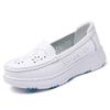 Zapatos Nuevos para Enfermera, Suela Suave de Piel de Vaca, Antideslizantes, Transpirables, Zapatos de Trabajo para Hospital, Zapatos de Trabajo Médicos de Suela Gruesa, Blancos para Primavera y Verano