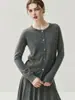 Suéter de Cachemira Simple Nuevo para Otoño e Invierno con Mangas Raglán para Mujer, Cuello Redondo, Abrigo Versátil Simple de Color Sólido para Otoño e Invierno