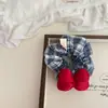 Nova Presilha de Cabelo Faixa de Cabeça Headband Anel de Intestino Elástico Infantil com Laço Xadrez Estrela
