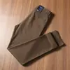 Pantalones Casuales de Negocios de Algodón Lavado de Sarga Gruesa para Hombre, Estilo Americano Recto Holgado, Suave y Elástico, No Planchar, Otoño e Invierno 2024