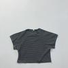 Camiseta Listrada Transfronteiriça para Crianças Verão Nova Estilo Coreano Manga Curta Rags Leve Gola Redonda Tendência para Meninos e Meninas