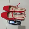 Zapatos de Ballet Slingback de Charol de Cereza para Mujer, Nuevos, Cuadrados, Mary Janes, Boca Baja Francesa, de una Sola Correa en la Punta