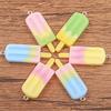 5 colores 15 * 42 mm resina diy pequeños accesorios degradado paleta grande encanto colgante joyería colgante