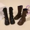 Botas Martin infantis outono e inverno 2026, antiderrapantes, versáteis, botinhas para meninas, estilosas, forradas com fleece, botas de inverno de couro para bebês