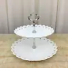 Plato de Frutas de Tres Niveles Plástico Estilo Europeo Pequeño Sala de Estar Hogareño Plato de Exhibición de Dulces y Bocadillos Bandeja para Pasteles Estante para Bocadillos Otros