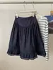 Falda Mini de Mezclilla A-line con Encaje Azul Oscuro Retro Artístico para Mujer 2026 Verano Longitud Media Estilo Coreano Falda Petite