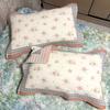 Fundas de Almohada de Algodón Puro Estilo Nuevo, un Par de Fundas de Almohada para Pareja del Hogar Hechas de Gasa, Algodón Simple, No Sueltan Pelusa, con Lazos, Engrosadas