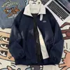 Jaqueta Masculina Primavera e Outono Lapela Retrô Roupa de Trabalho Design Estilo Hong Kong Top Jaqueta Baseball