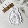 Ropa para Recién Nacidos Verano Niña Liso Floral Brote Floral Cuello Túnica Cintura Cubo Ropa Verano Sin Mangas Traje Todo en Uno para Bebé