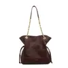 Bolso de Hombro Retro con Cadena Transfronterizo Tipo Cubo para Mujer Invierno 2025 Nuevo Simple con Cierre de Cordón Casual