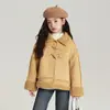 Pudding Haru Ropa Infantil Top de Solapa Corta Infantil 2025 Invierno Nuevo Más Fácil de Combinar Chaqueta Integrada de Piel para Niñas
