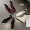 ¡Súper adelgazante! Botas elásticas cuadradas de estilo coreano, simples, plisadas, para aumentar la altura, para mujer, botines chic de otoño e invierno, tallas grandes 41-42