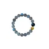 Pulsera de piedra lunar gris natural, pulsera de piedra ojo de tigre azul y dorado, diseño original, pulsera de cuentas alargadas de labradorita, una pieza de joyería elegante